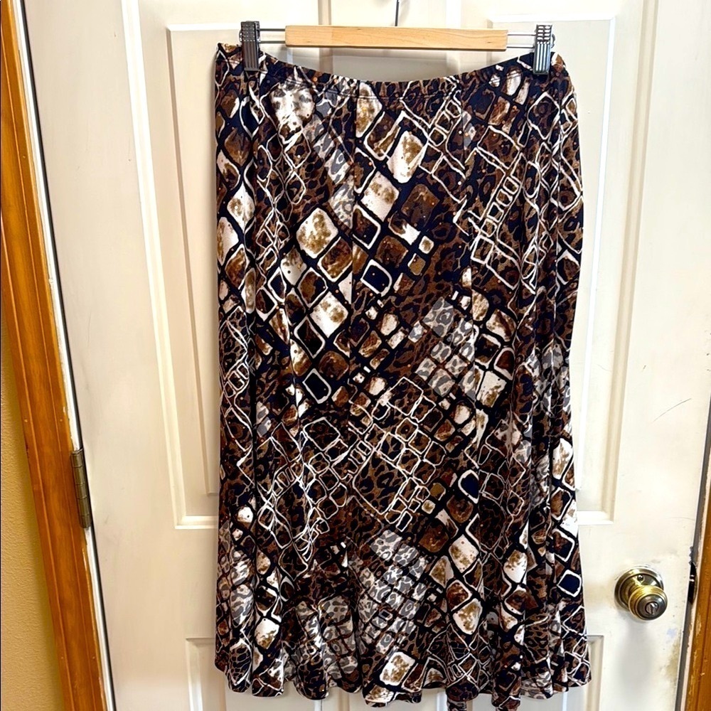 Alfred Dunner plus size Leopard andGeometric Print A line Skirt size 18